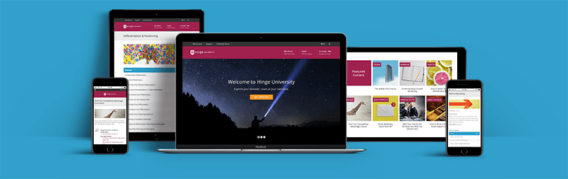 Hinge University web pages on various devices
